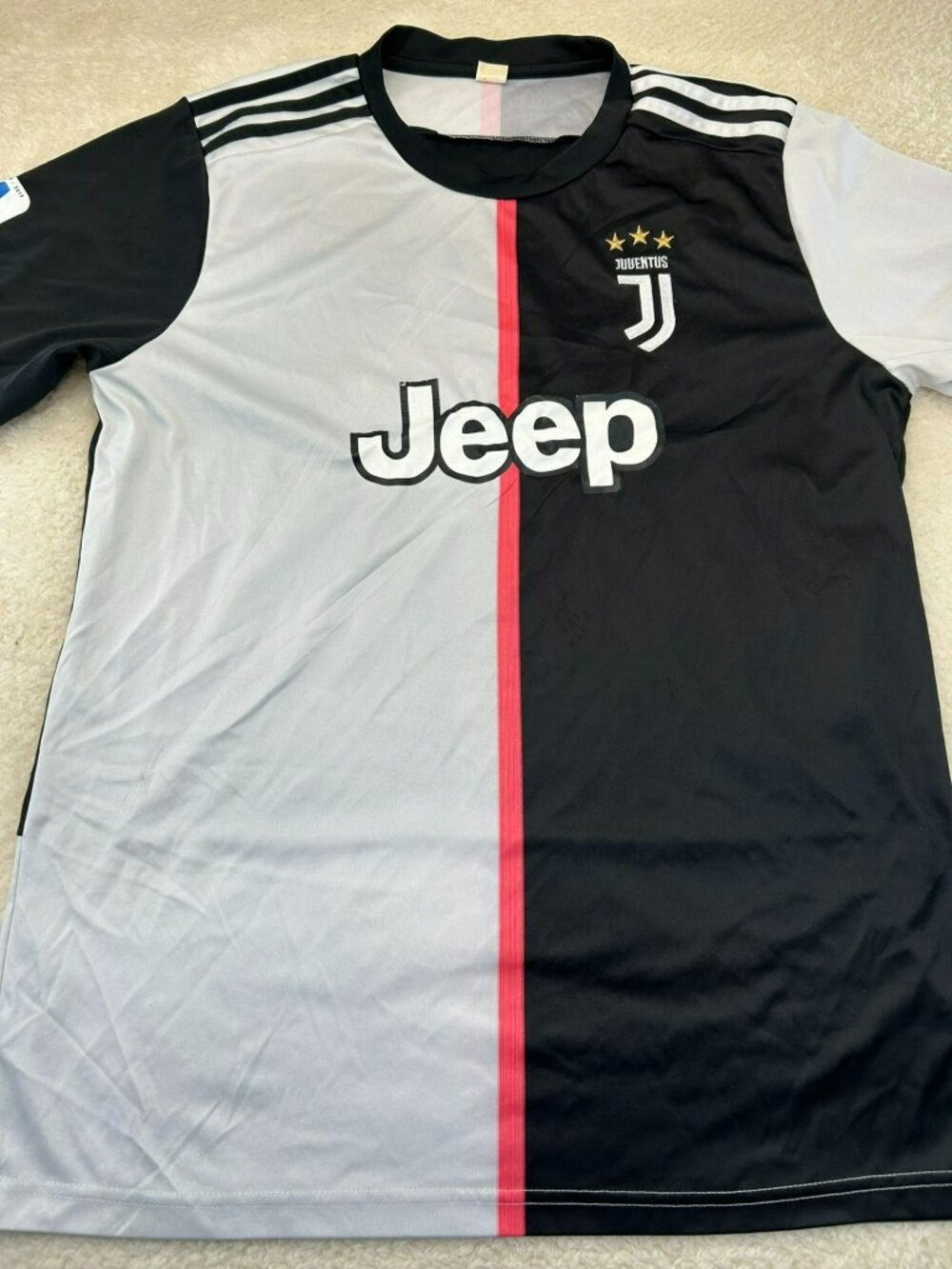 Juventus Mens Soccer Jersey Black/White/Red XL 100% Polyester Crewneck Short Sle